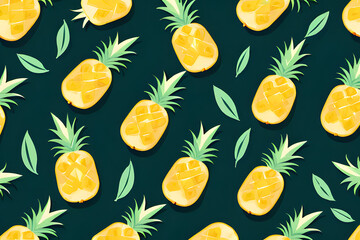 Wall Mural - Enthusiastic: Neat flat design pineapple vector illustration generative ai