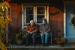 © Ilugram - Elderly Couple Relaxing on Bench Outside Home