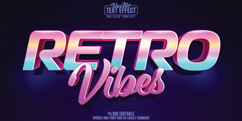 Wall Mural - retro vintage editable text effect, customizable retrowave and neon 3d font style