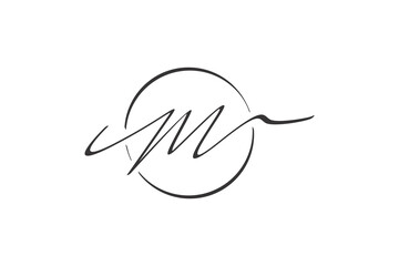 Wall Mural - M letter initial logo design, rounded outline shape.