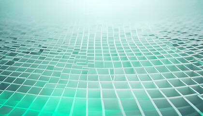 A light blue green abstract background with a white grid pattern. 