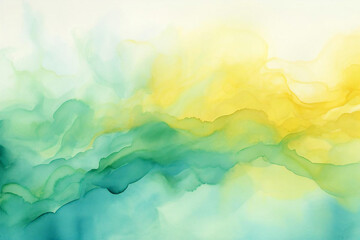 Wall Mural - Stylish background material painted with yellow and green watercolors, Generative AI