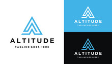 Initial Letter A with Altitude Mountain for Simple Mount Landscape Outdoor Logo Design