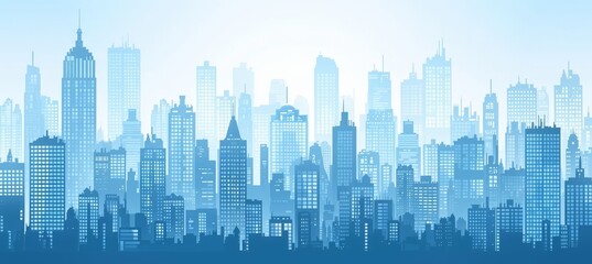 Wall Mural - Futuristic eco smart city skyline with skyscrapers and tall buildings 3d scene concept illustration