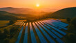 © saulo_arts - picturesque landscape with solar panels at golden hour