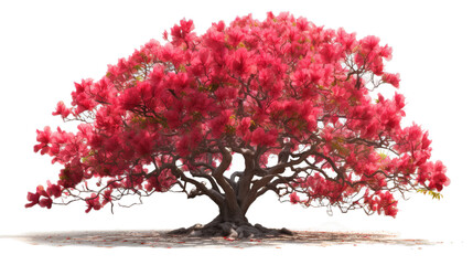 Red flower Bombax ceiba, Isolated on transparent PNG background, Generative ai