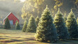 Yuletide Grove: A Christmas Tree Farm at Dawn