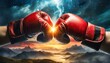 wide poster of hot fighting boxing gloves with the VS letters for versus in the middle