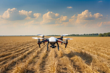 Wall Mural - Using quadcopters in crop fields Ai generative.