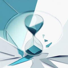 Abstract blue and white image of an hourglass running out of time - Time graphic