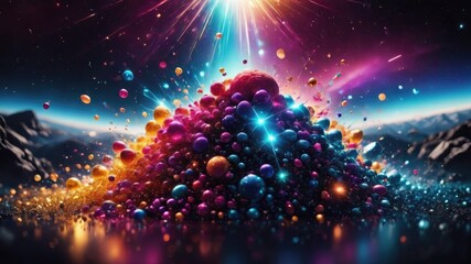 Abstract Christmas background, Colorful particle background, glowing particle background, neon glowing particles wallpaper,