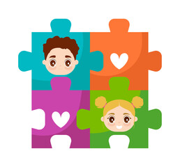 Wall Mural - autism puzzle kids