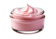 © Lucky - Hygienic light pink color paint face cream in jar moisturizer smear. isolated on cut out PNG or transparent background. Makeup realistic cosmetics for women. Beauty facial cosmetic product texture.