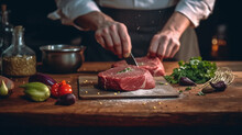 Chef prepare beef steak