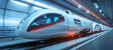 Fototapeta Młodzieżowe - Futuristic looking train technology. Generative AI technology.	
