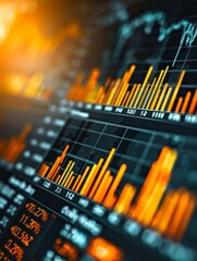 Canvas Print - A close up of a graph with orange lines and numbers