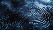 Close up of fingerprint background , dark blue color tone , Cybersecurity concept .