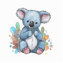  Australian Koala Bear animal watercolor illustration hand drawn wildlife.