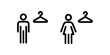 Men s and women s changing rooms line icon set