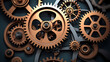 © ma - Gears and mechanisms background, industrial innovation, gears and gears working together
