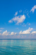 Relaxing seascape reflections horizon of the sky and calm sea. Soft sunlight over tropical beach seascape horizon. Abstract bright sunshine sky light tranquil relax summer ocean view freedom nature