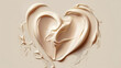 © assia - texture of a cosmetic smear of cream in the shape of a heart on light beige background