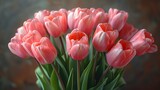 Fototapeta Tulipany - Beautiful Pink Tulips Bouquet