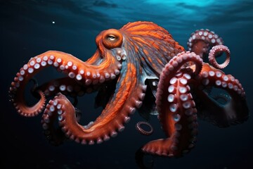 Wall Mural - An octopus exploring a sunken pirate ship. Treasure Hunt, Octopus, Treasure, and Deep-Sea Diver Ai generated