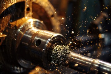 Fototapete - Milling and machining of material to lathe