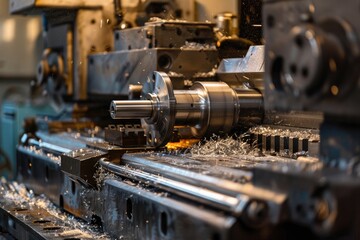 Fototapete - Milling and machining of material to lathe