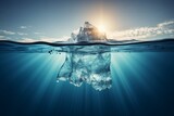Fototapeta  - Global warming crisis. melting glaciers, iceberg in ocean, hidden danger, climate change