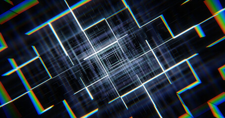 Wall Mural - Background with digital grid moving in space, digital age concept, data code, decryption and encoding.