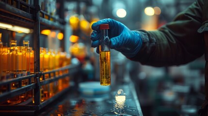 Sticker - Scientist holding flask, test tube in rack