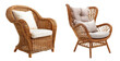 Set of elegant wicker chairs with cushion isolated on a transparent background, Home Interior