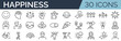 © SkyLine - Set of 30 outline icons related to happiness.Linear icon collection. Editable stroke. Vector illustration