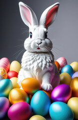 Wall Mural - Modern easter bunny with colorful easter eggs