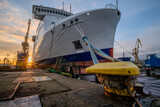 Fototapeta Krajobraz - Ro-Ro/Passenger Ship in the dock of the repair yard