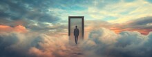 A Surreal Photography Light Pours Through A Heavenly Doorway In The Sky, Banner Wallpaper Background