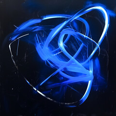 Wall Mural - Electric blue light streaks creating a futuristic vibe on a dark background
