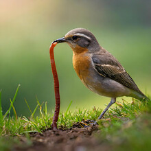 Bird Catching A Worm