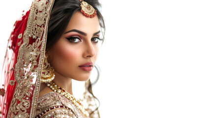 Poster - Beautiful indian punjabi bride close-up, makeup, jewellery