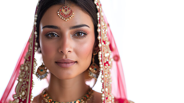 beautiful indian punjabi bride close-up, makeup, jewellery