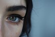 Auge Irisaufnahme mit wunderschönen Wimpern Visagistik Nahaufnahme, ai generativ