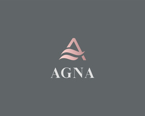 Wall Mural - Letter A with waves logo. Creative water flow logo. Minimalist speed flight sign. Vector illustration.