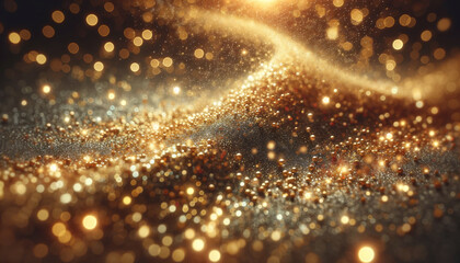 Wall Mural - sweeping trail of golden and silver glitter