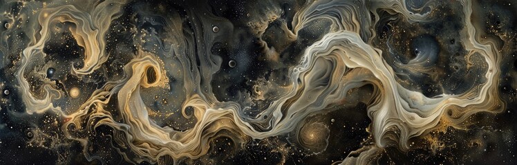 Wall Mural - abstract formations resembling planetary orbits and cosmic trajectories against a backdrop of swirli