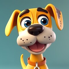 Wall Mural - Cartoon dog looking up at the camera. 3d rendering.