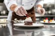 © Straxer - Pastry chef is completing a dessert in a hotel or restaurant kitchen.