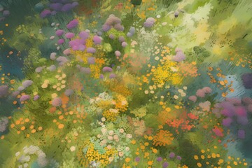 abstract seamless background with flowers in watercolor style, vector illustration