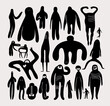 Set of Hand drawn various Shapes and Doodle objects. Trendy Vector Illustrations